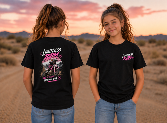 Ride Hard Dream Big Girls Dirt Bike T-Shirt – Youth Motocross Tee