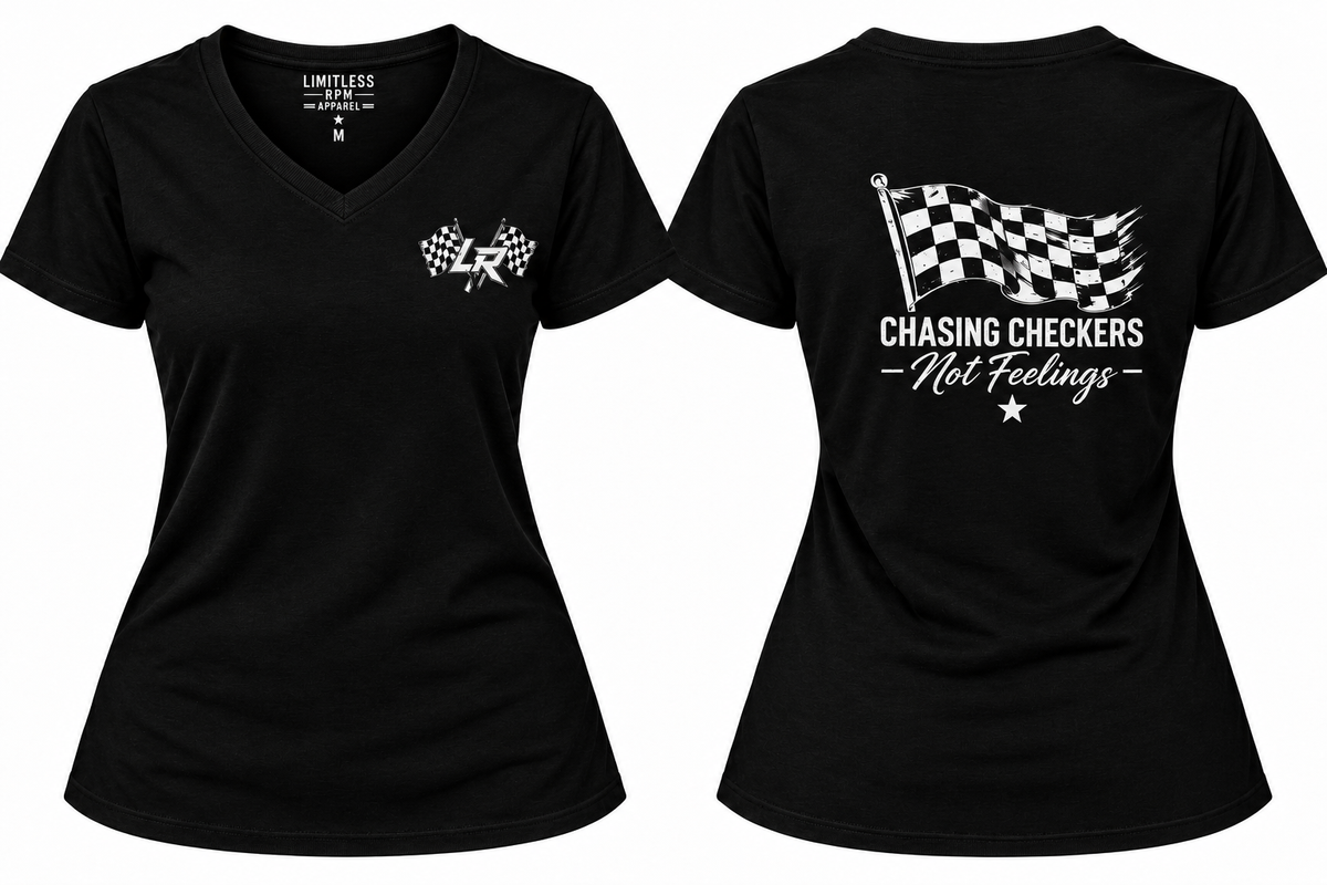 Chasing Checkers Women’s Off-Road Racing T-Shirt Black Limitless RPM