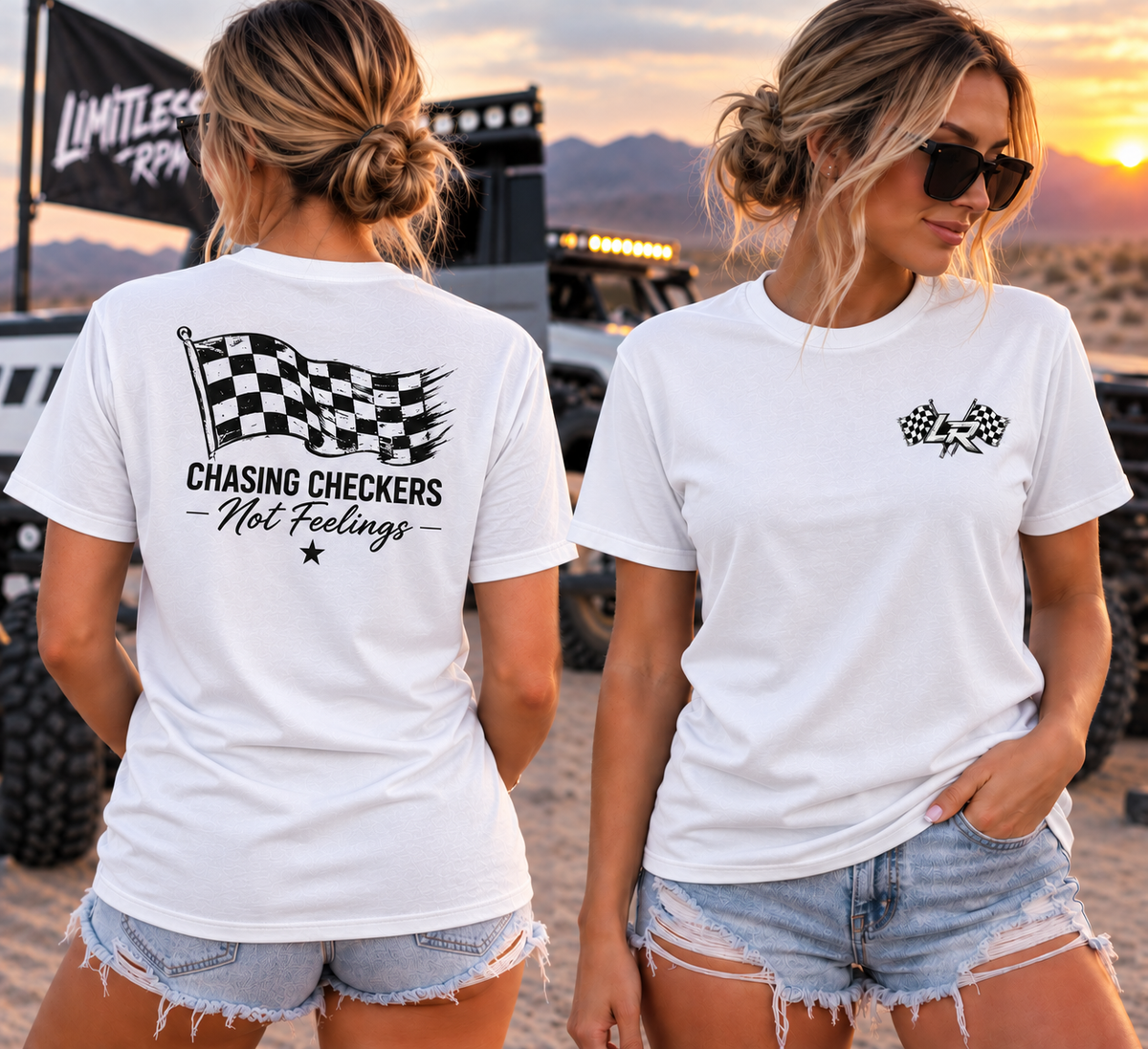 Chasing Checkers Women’s Off-Road Racing T-Shirt Black Limitless RPM