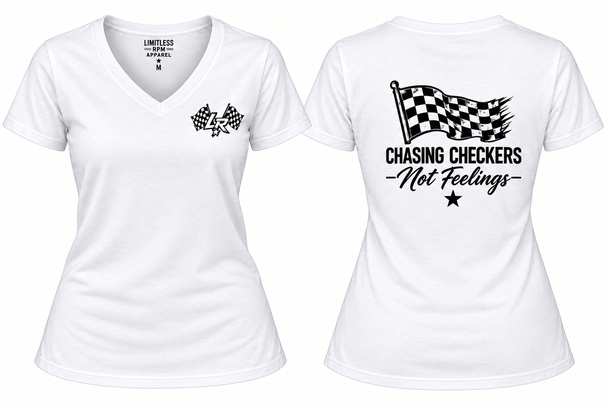 Chasing Checkers Women’s Off-Road Racing T-Shirt Black Limitless RPM