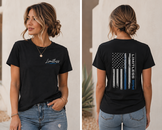 Back the Blue Thin Blue Line Women's Black Tee Shirt