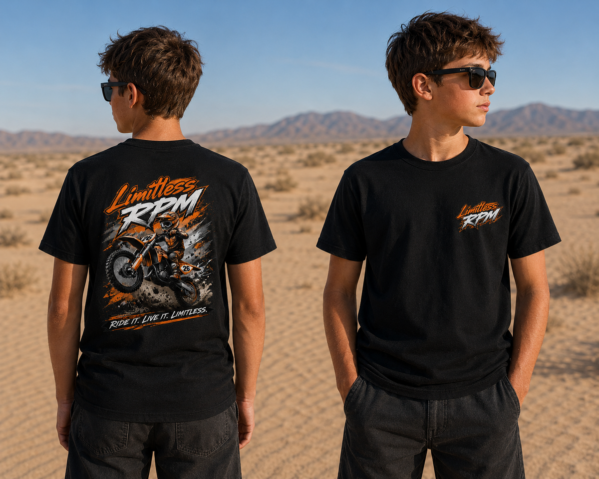 Ride It. Live It. Limitless. Youth Motocross T-Shirt – Kids Dirt Bike Tee Limitless RPM